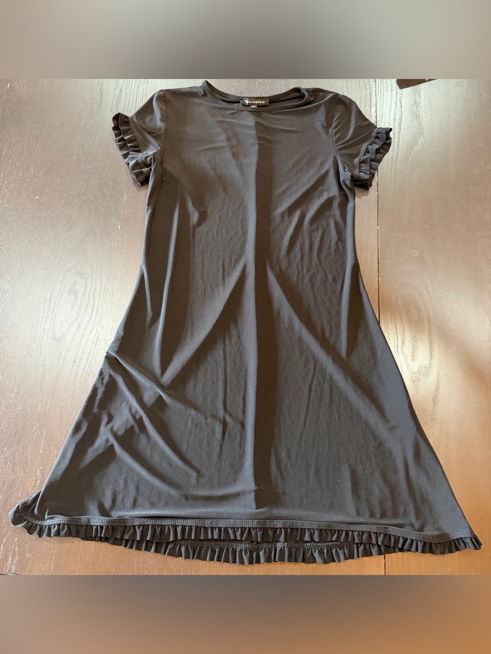 Ruffle Sleeve Black A-Line Dress